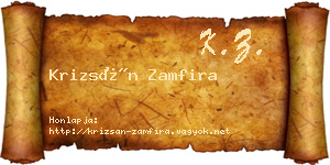 Krizsán Zamfira névjegykártya